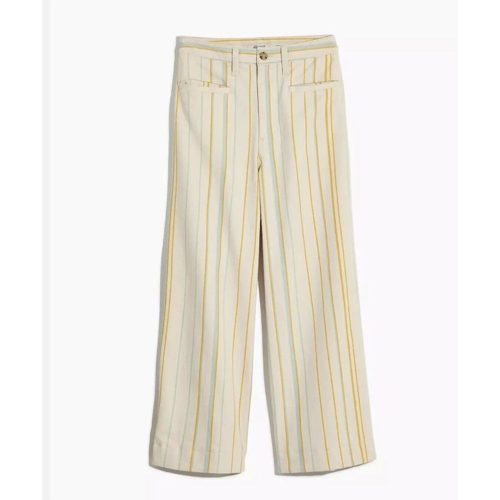 Madewell Size‎ 30 Emmett Wide Leg Cropped Leg Jeans Pants Multi Color Striped